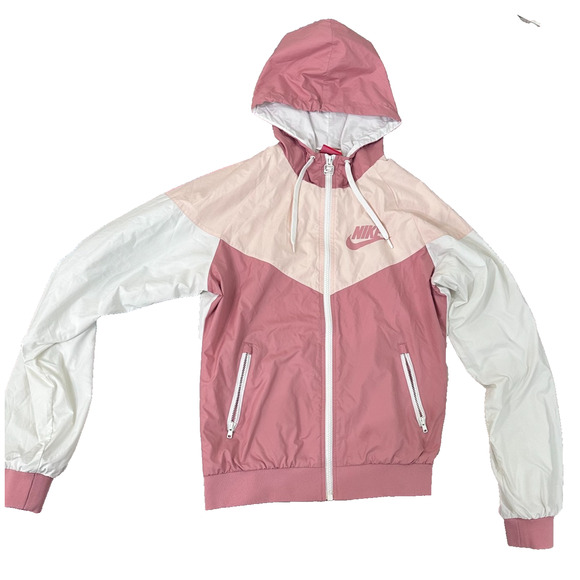RARE Nike Women’s Colorblock Windbreaker Jacket Pink & White Sz Small Athleisure - Picture 2 of 13